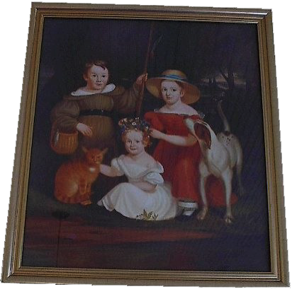 The Children of Hector Craig  Jr.. Artist unknown, oil on canvas. Circa 1840-1850. chs-000035